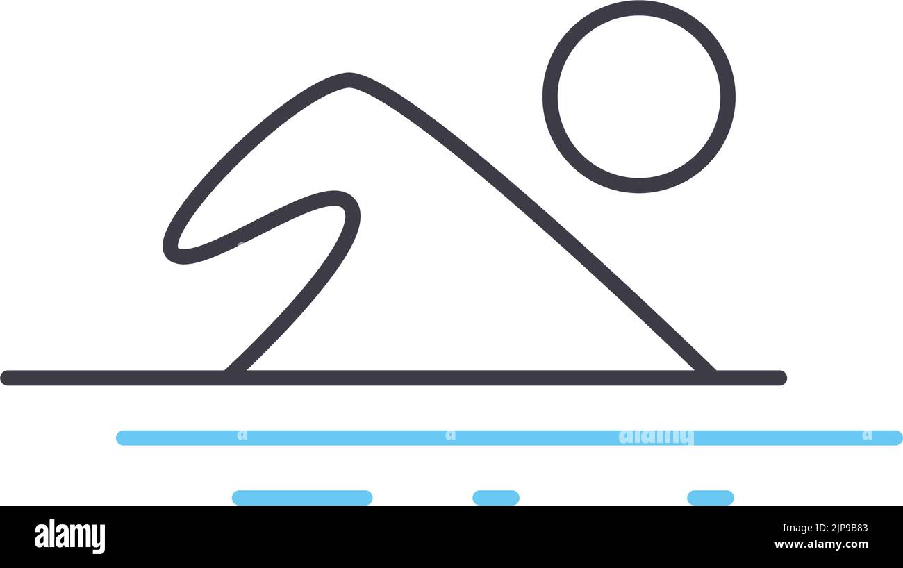icono de línea de deportes acuáticos, símbolo de contorno, ilustración vectorial, signo conceptual Ilustración del Vector