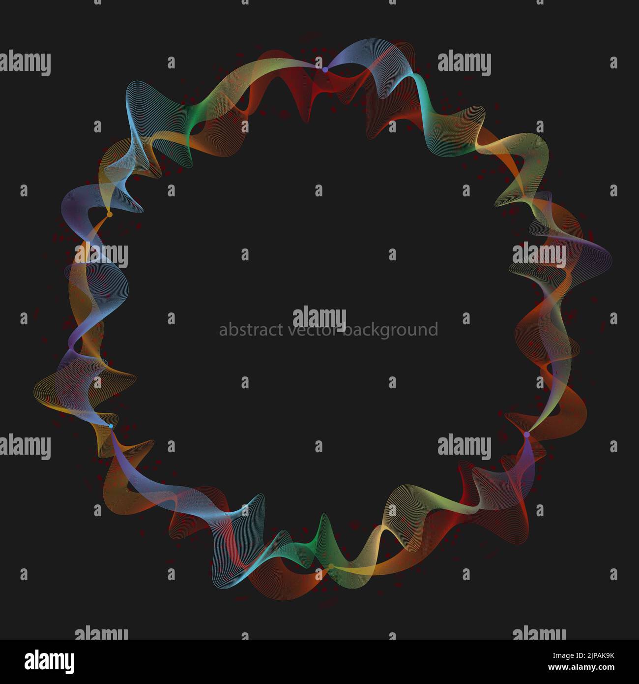 Vector abstracto círculo de fondo colorido con líneas onduladas, aisladas sobre negro. Colores otoñales. Ilustración vectorial Ilustración del Vector