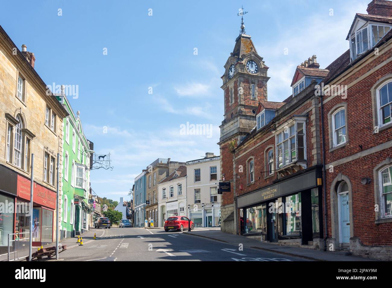 Torre del reloj del Ayuntamiento, Market Place, Wincanton, Somerset, Inglaterra, Reino Unido Foto de stock