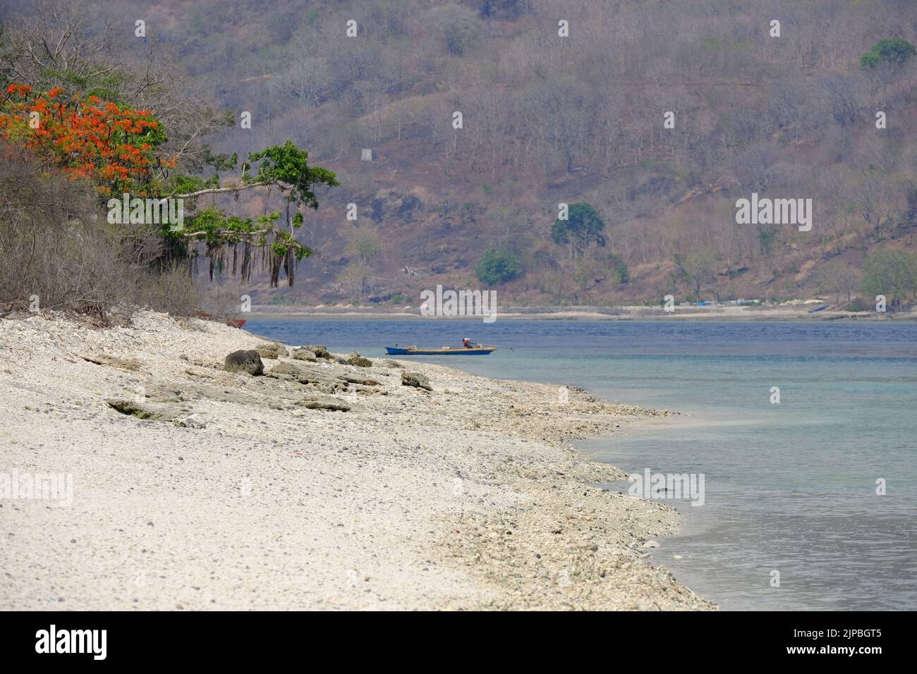 Indonesia Alor Island - vista al paisaje costero con playa Foto de stock