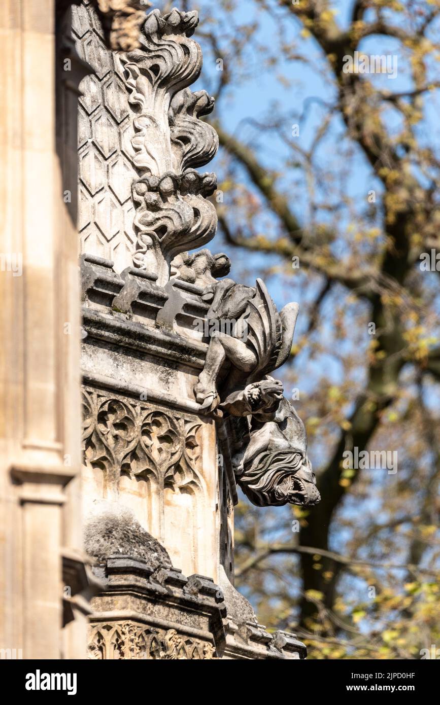 Gárgolas, detalle de animales en la Abadía de Westminster. Iglesia gótica de la abadía en la ciudad de Westminster, Londres, Reino Unido. Henry VII Capilla al este del extremo de la Abadía Foto de stock