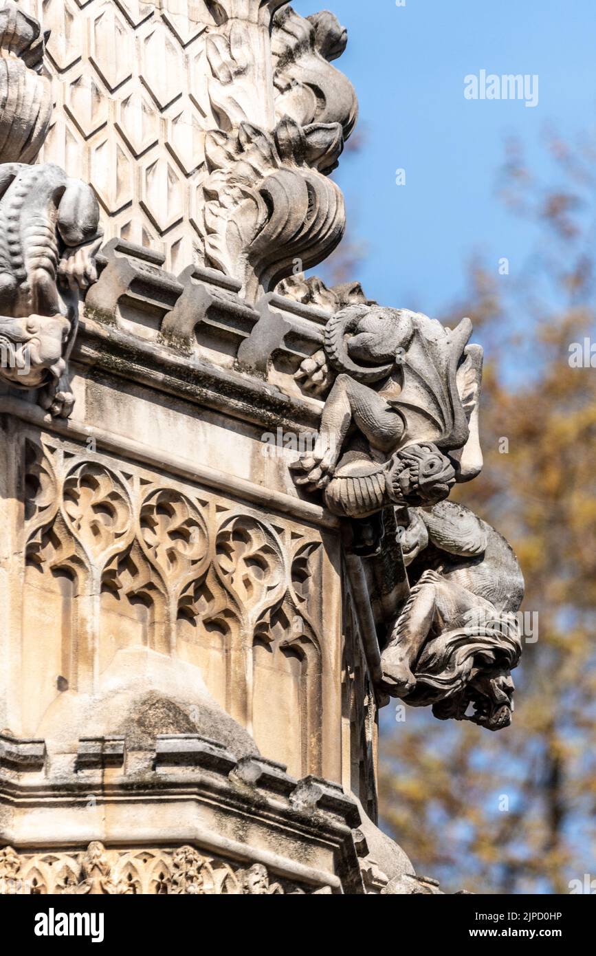Gárgolas, detalle de animales en la Abadía de Westminster. Iglesia gótica de la abadía en la ciudad de Westminster, Londres, Reino Unido. Henry VII Capilla al este del extremo de la Abadía Foto de stock