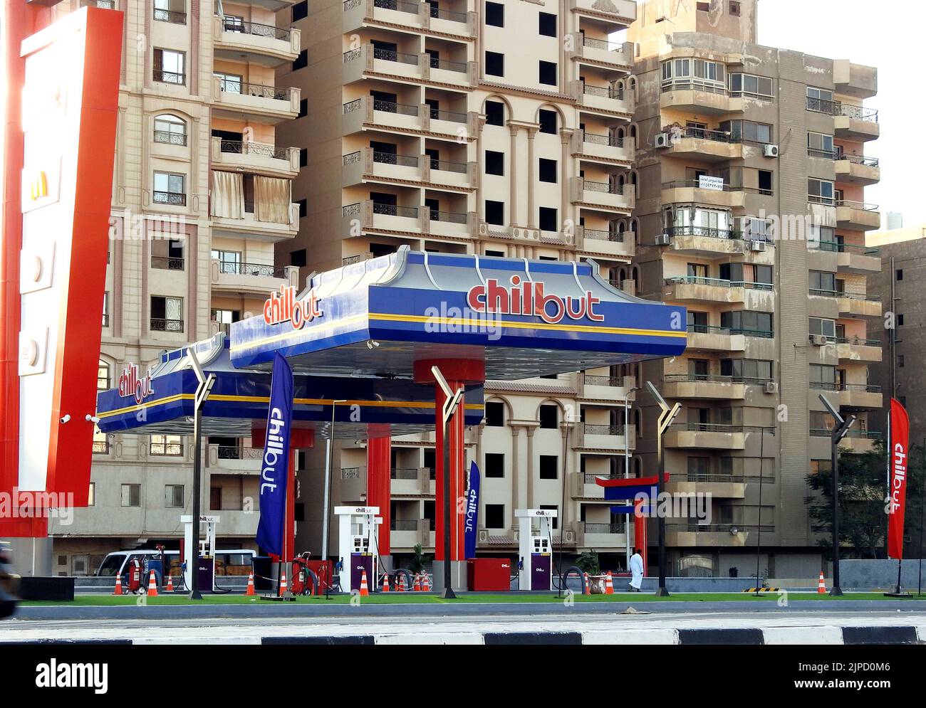 El Cairo, Egipto, julio de 31 2022 Estación de gas y petróleo Chillout