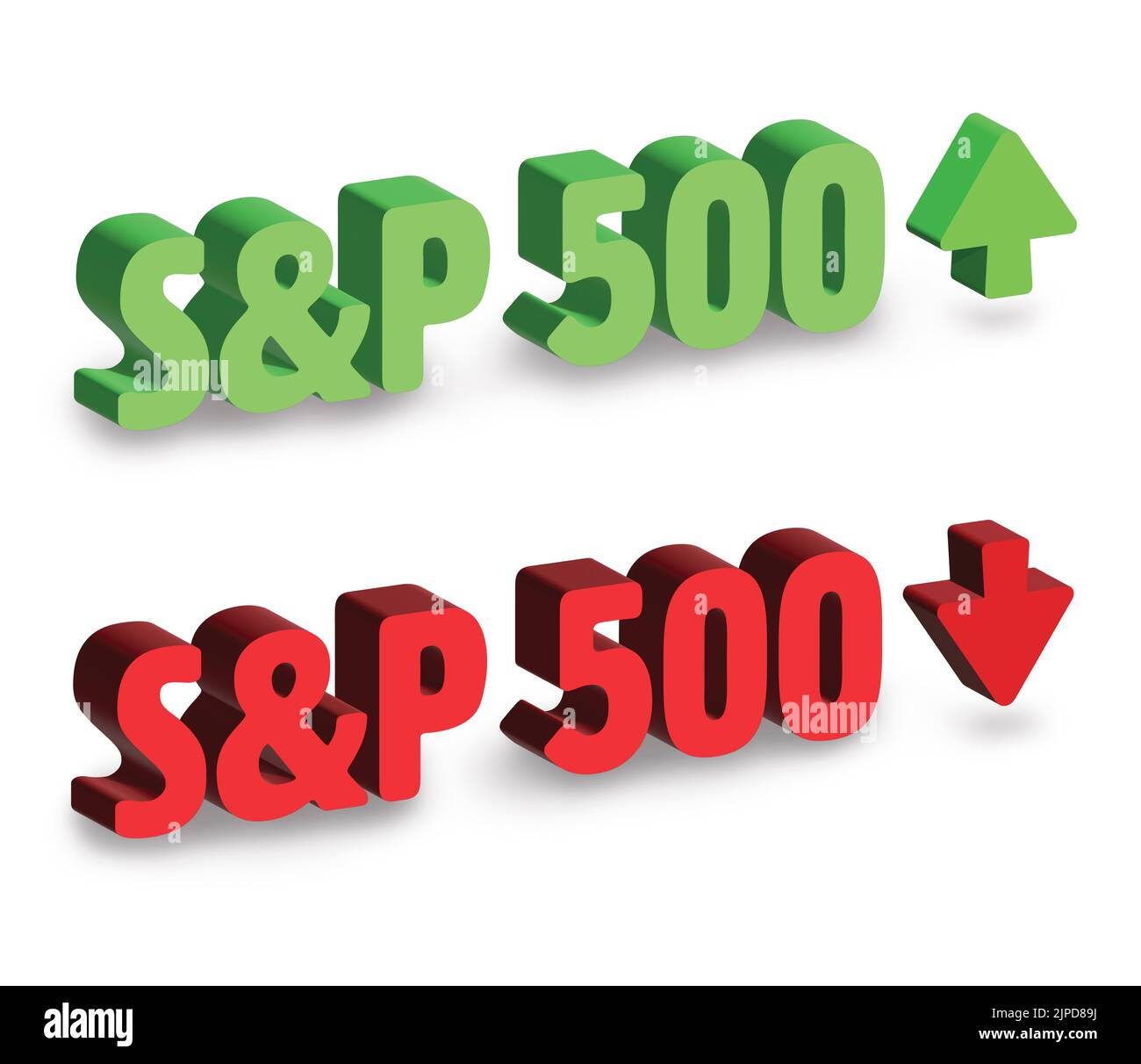 Green UP S&P Bull market - Red Down S&P Bear Market Foto de stock