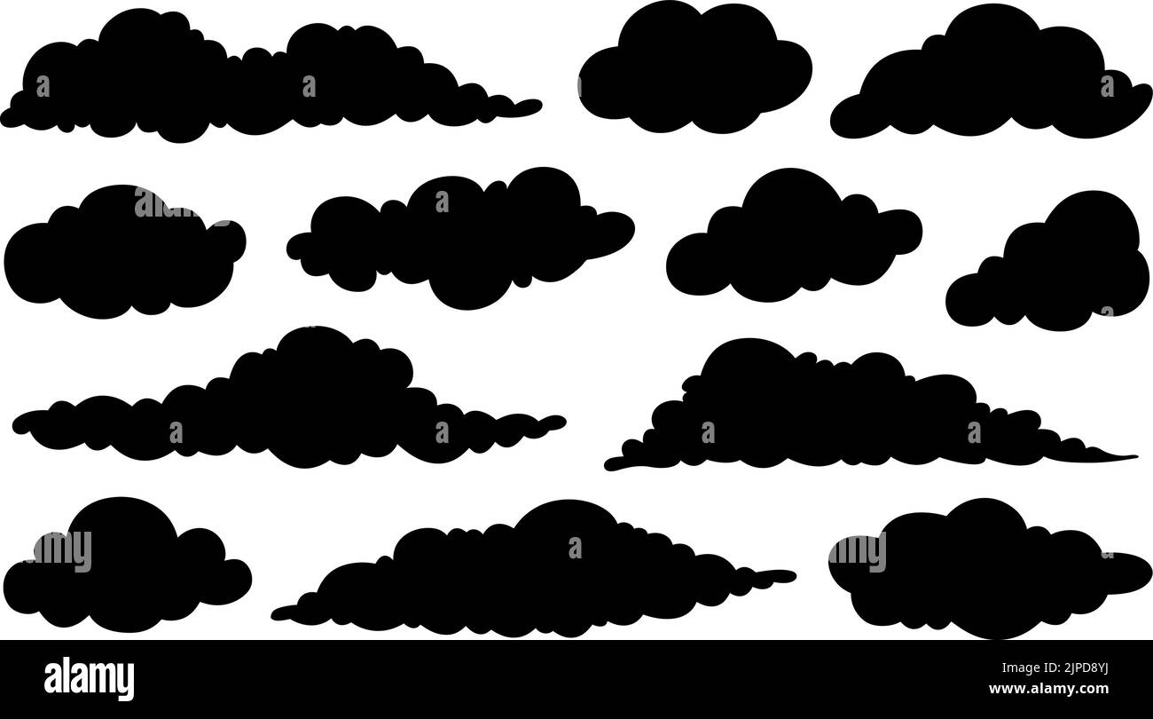 Grupo de diferentes nubes aisladas sobre blanco Ilustración del Vector