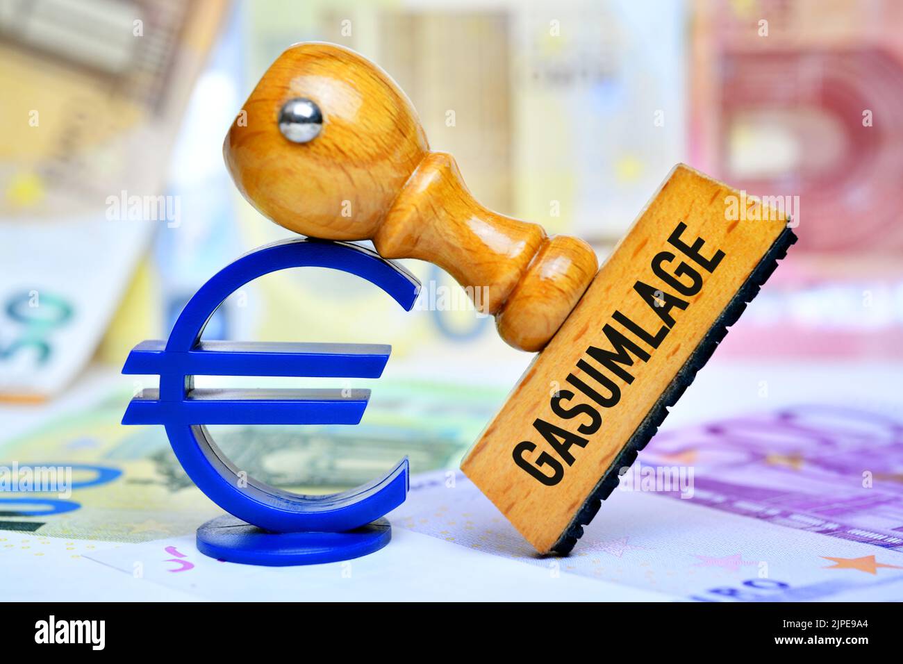 Sello con Inscription Gas Levy en Euro Sign Foto de stock