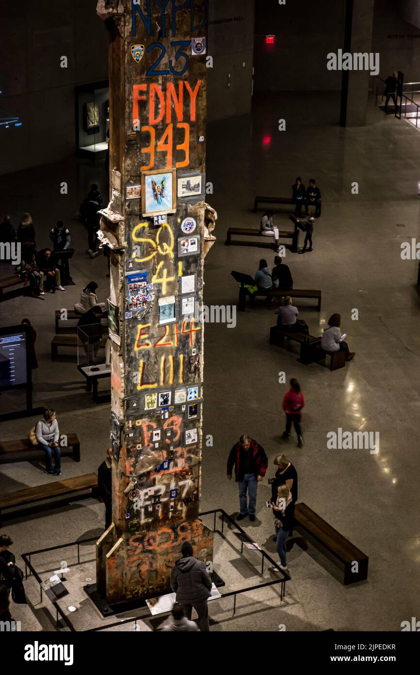 La última columna, Monumento y Museo Nacional 9/11, Ciudad de Nueva York, Nueva York, EE.UU Foto de stock