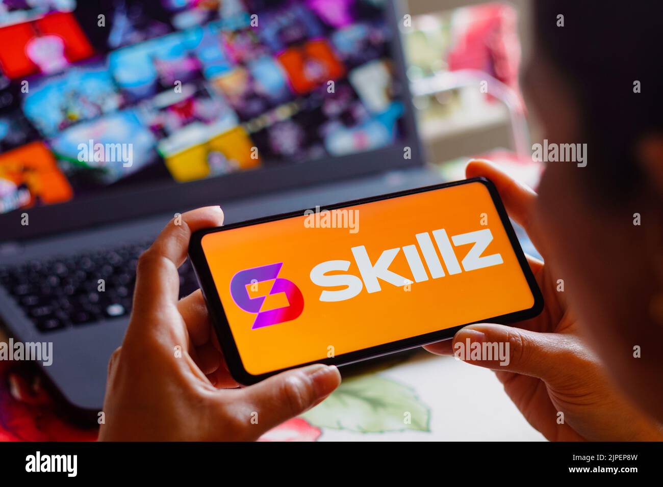 En esta ilustración fotográfica, el logotipo de Skillz se muestra en la pantalla de un smartphone. Foto de stock