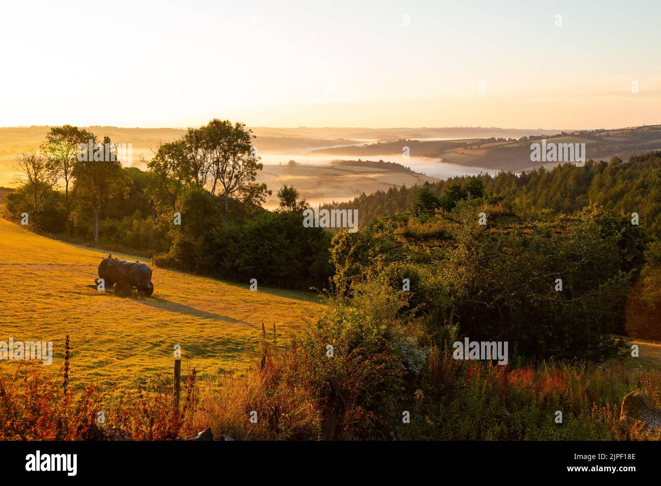 Sunrise, Taw Valley, High Bickington, North Devon, Inglaterra, Reino Unido. Foto de stock