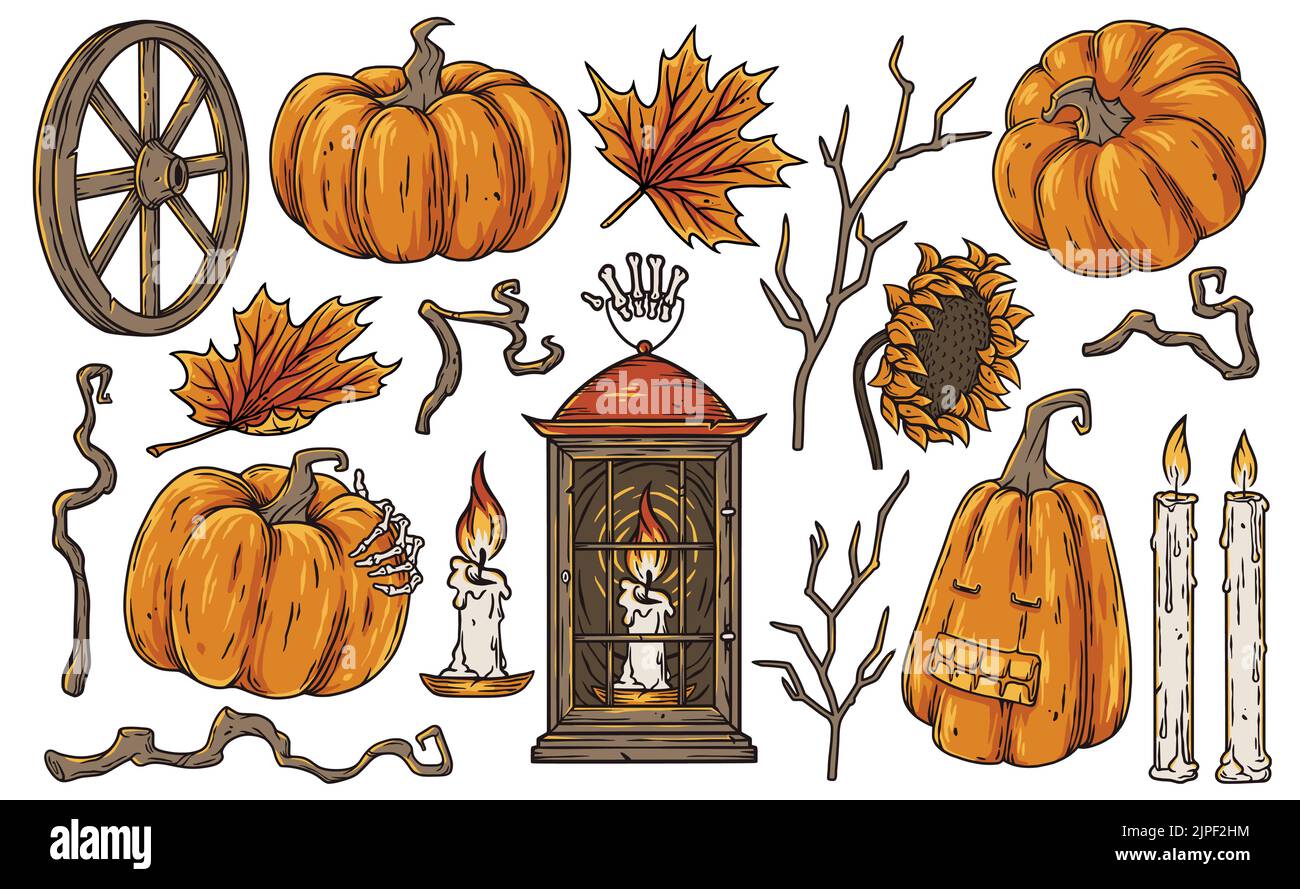 Halloween conjunto de elementos de vacaciones para el diseño gráfico de