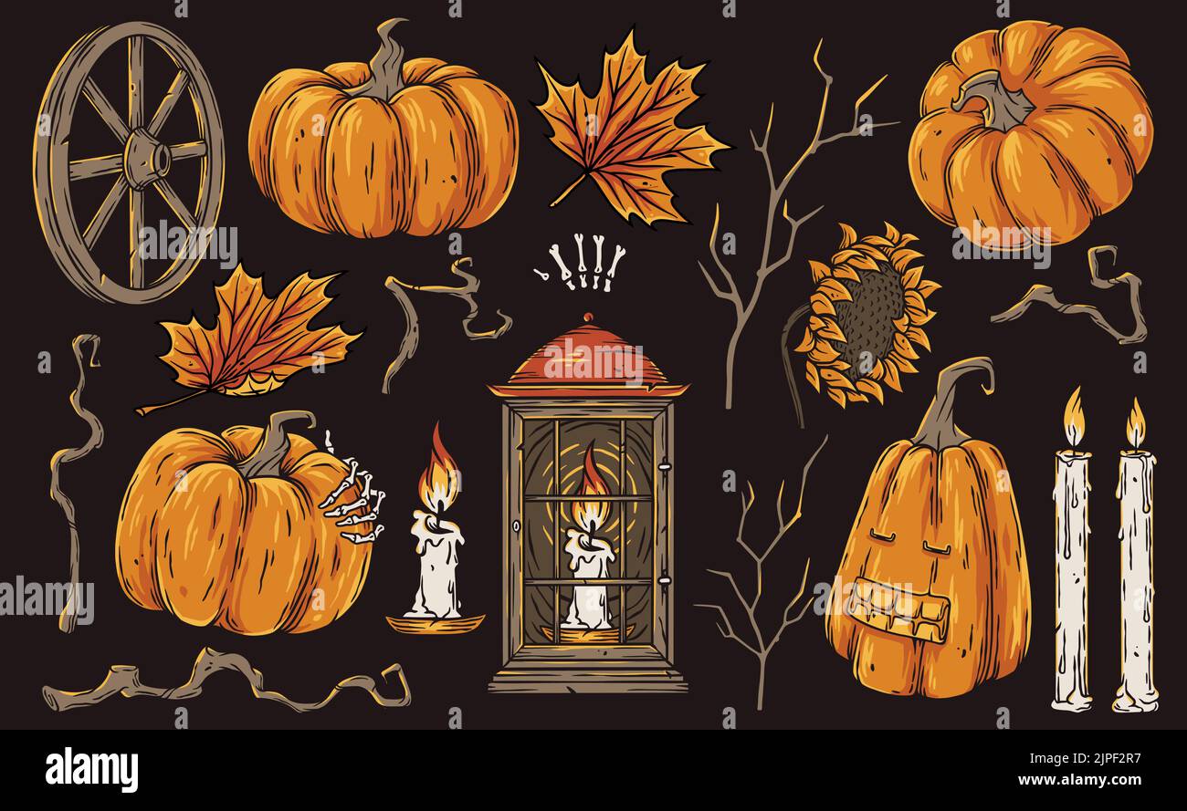Halloween conjunto de elementos de vacaciones para el diseño gráfico de