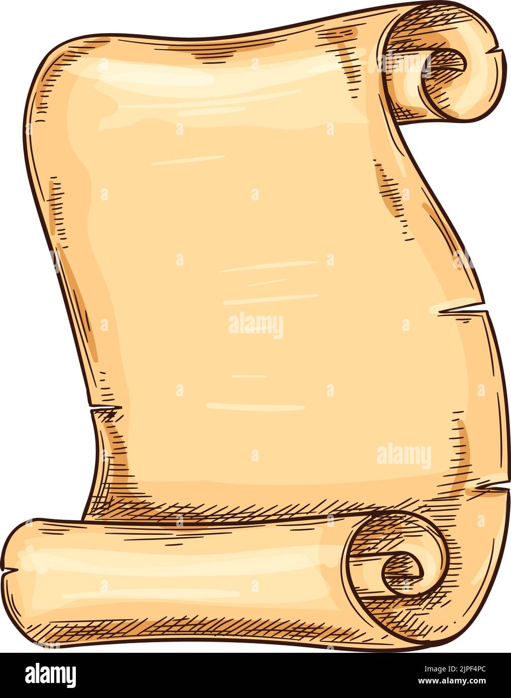 Manuscrito scroll vector sketch. Literatura vintage o rollo de papel de