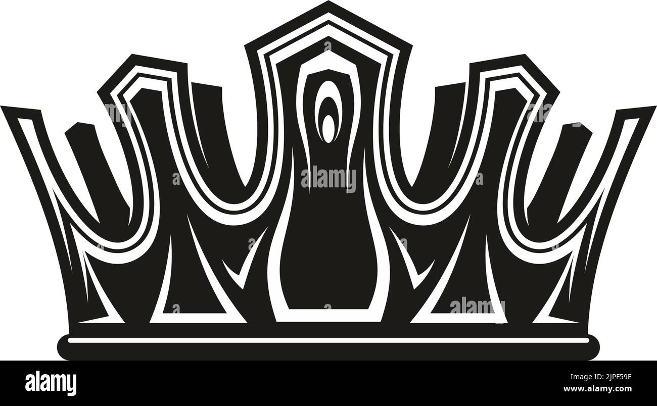 Corona monocroma antigua símbolo de nobleza real aislado. Vector