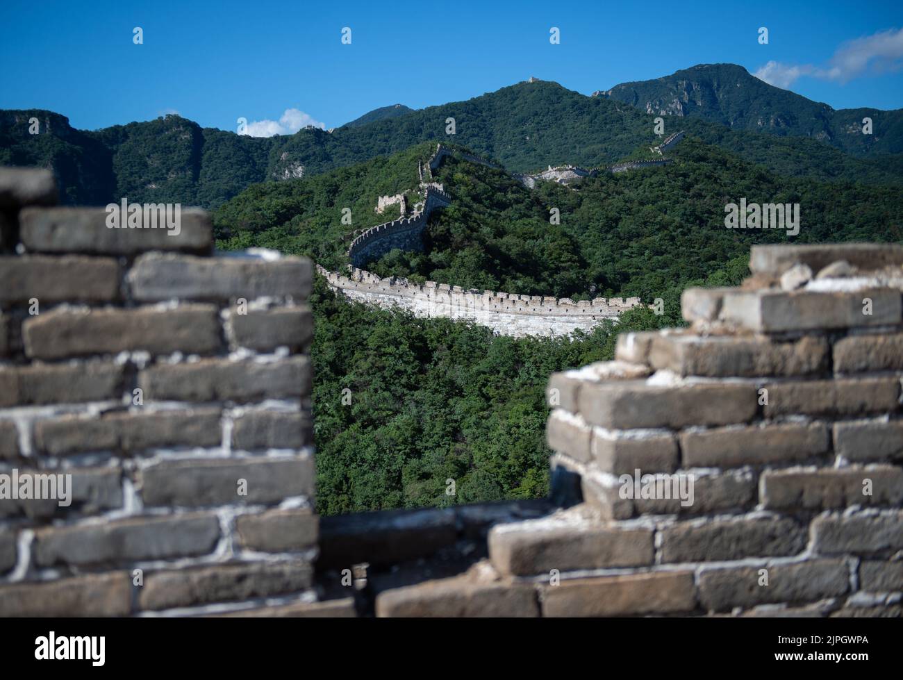 Pekín, China. 16th de Ago de 2022. Foto tomada el 16 de agosto de 2022 muestra el paisaje de la sección Jiankou de la Gran Muralla en Beijing, capital de China. Crédito: Chen Zhonghao/Xinhua/Alamy Live News Foto de stock