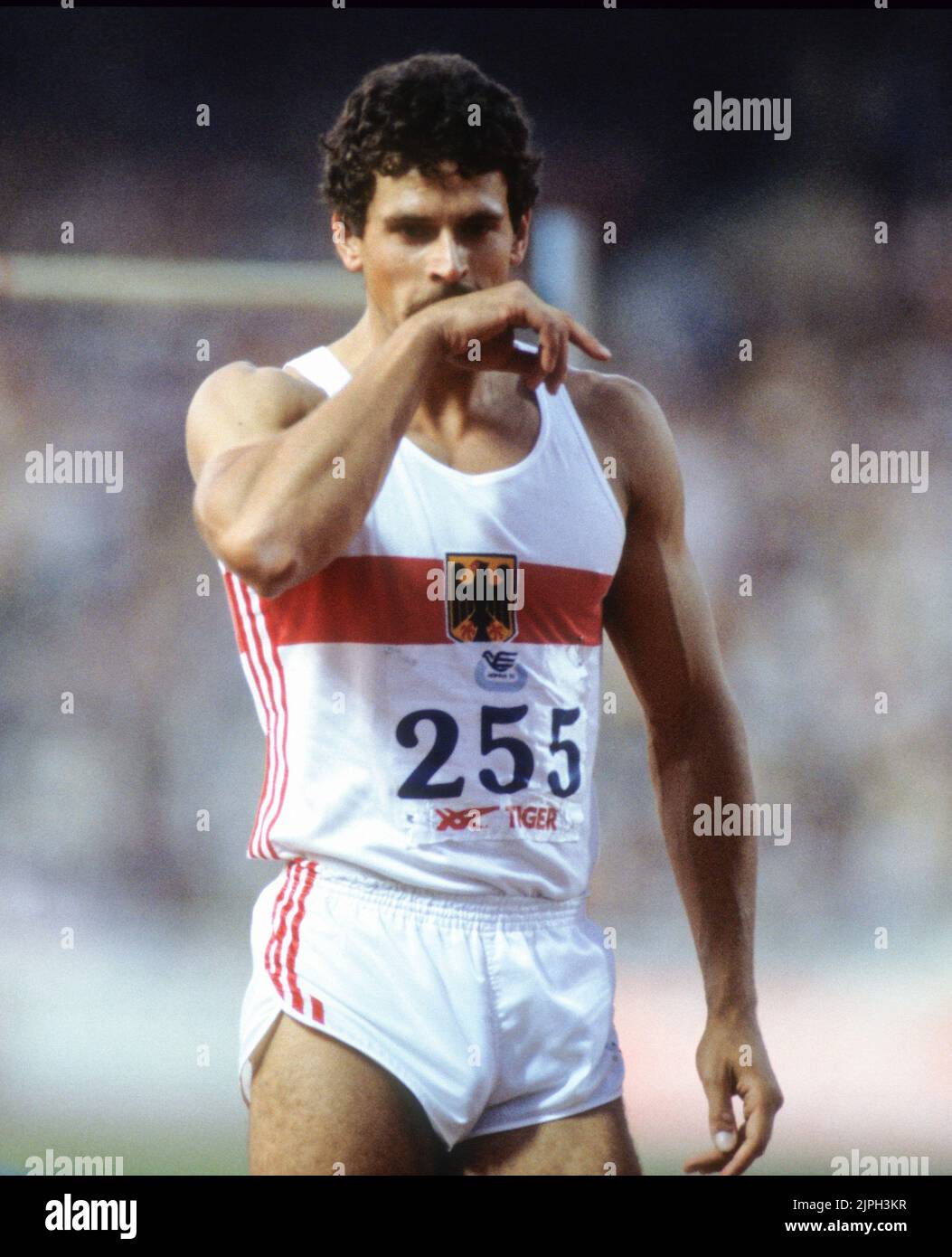 JUEGOS OLÍMPICOS DE VERANO EN LOS ÁNGELES 1984 JURGEN HINGSEN Decathlon de Alemania Occidental Foto de stock