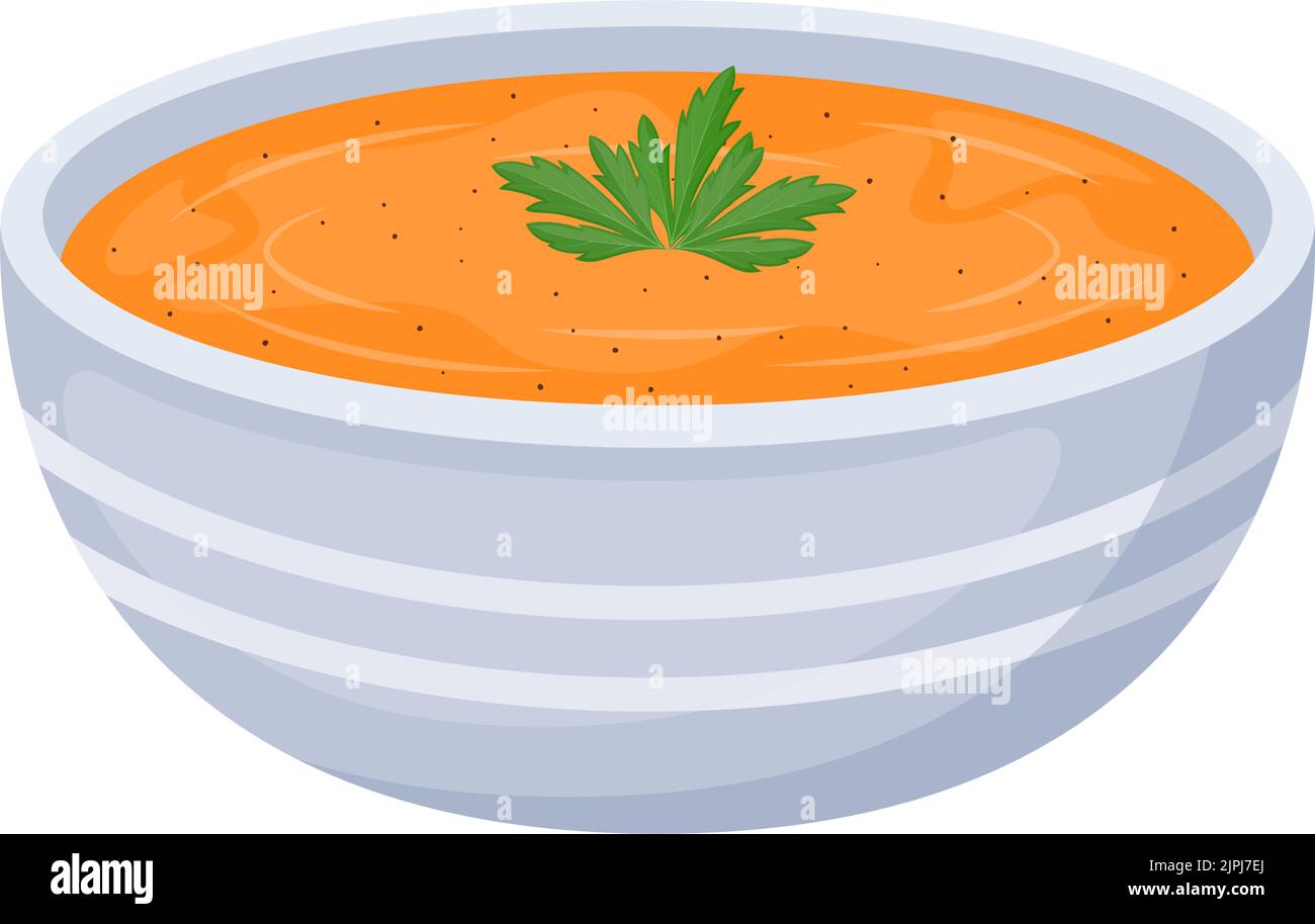 Sopa de crema de calabaza en cuenco, ilustración vectorial Ilustración del Vector