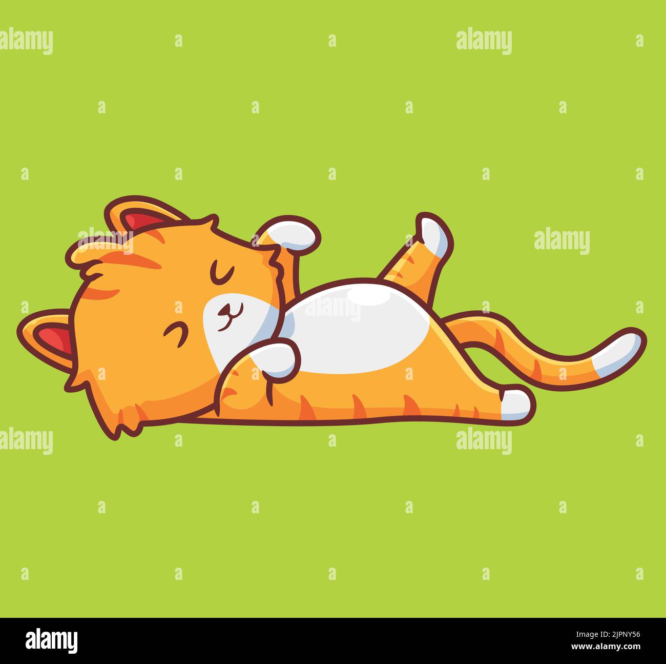 lindo gato tumbado en el suelo para la siesta. ilustración de animales