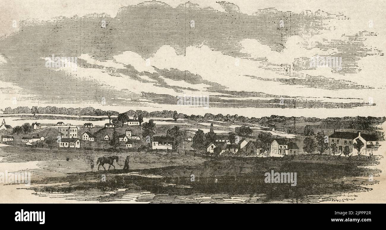 La ciudad de Perryville, Kentucky en 1862, escenario de una reciente batalla en la Guerra Civil Americana Foto de stock