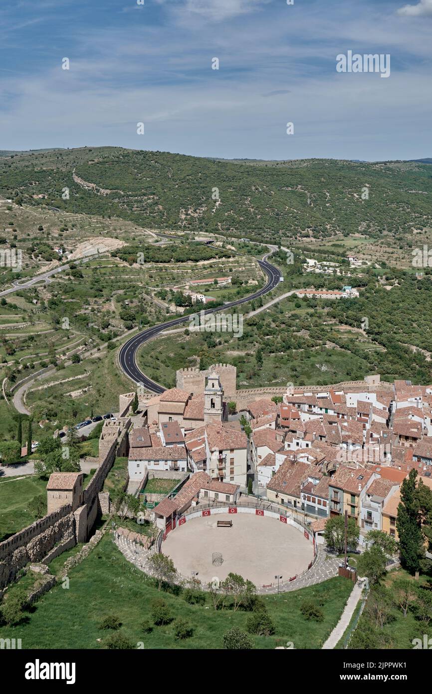 Plaza de Toros en el castillo de Morella en la ciudad de Morella, España Foto de stock