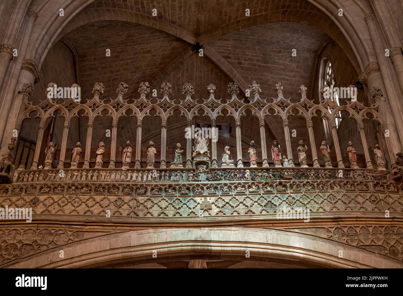 Coro de la Iglesia del Arzobispado de Santa María la Grande, Morella, Castellón, Comunidad Valenciana, España, Europa Foto de stock
