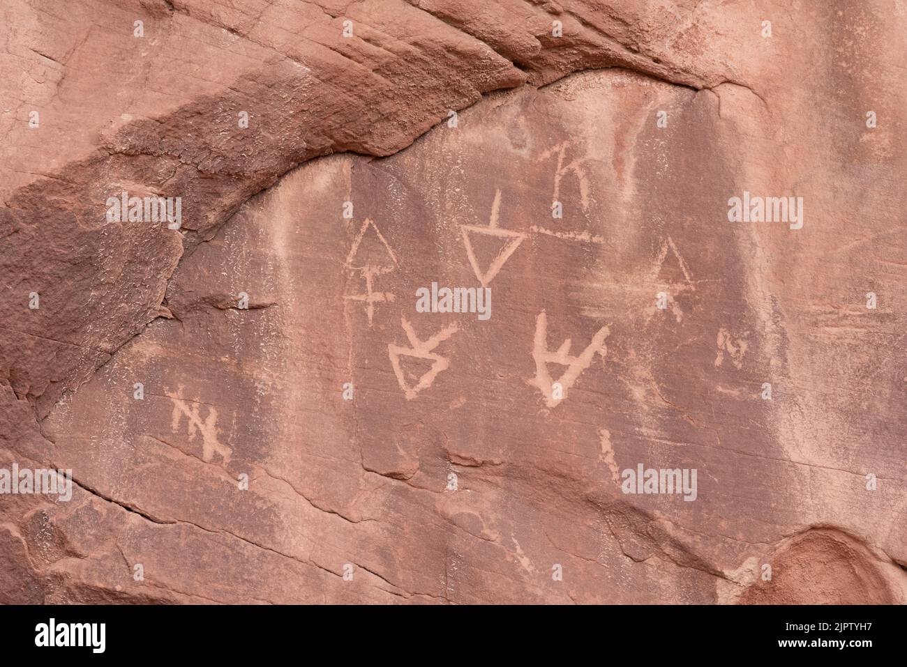 Glifos vaqueros (inscripciones), Anderson Bottom, Parque Nacional Canyonlands, Utah. Foto de stock
