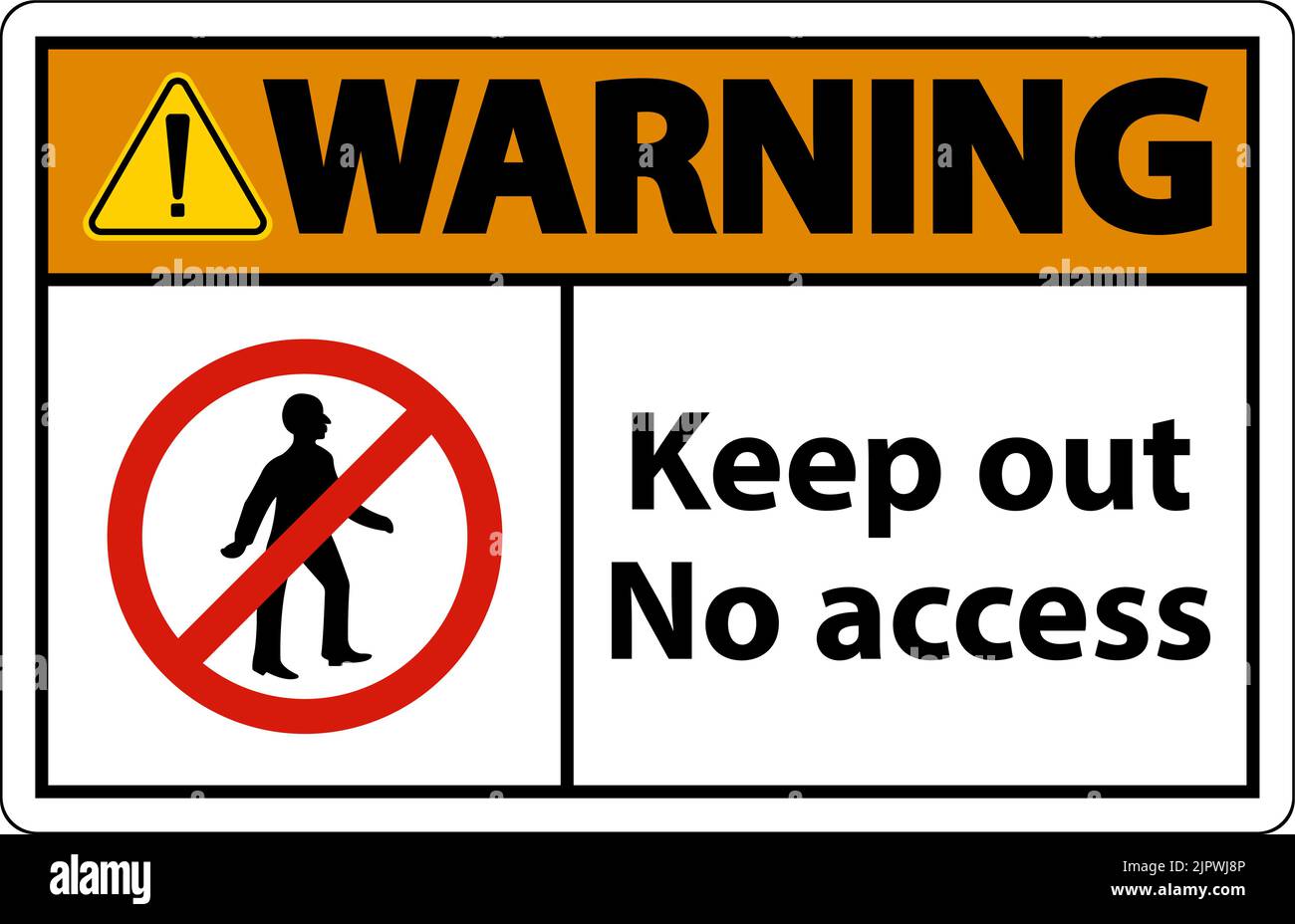 Advertencia Evite el signo de No Access sobre fondo blanco Ilustración del Vector