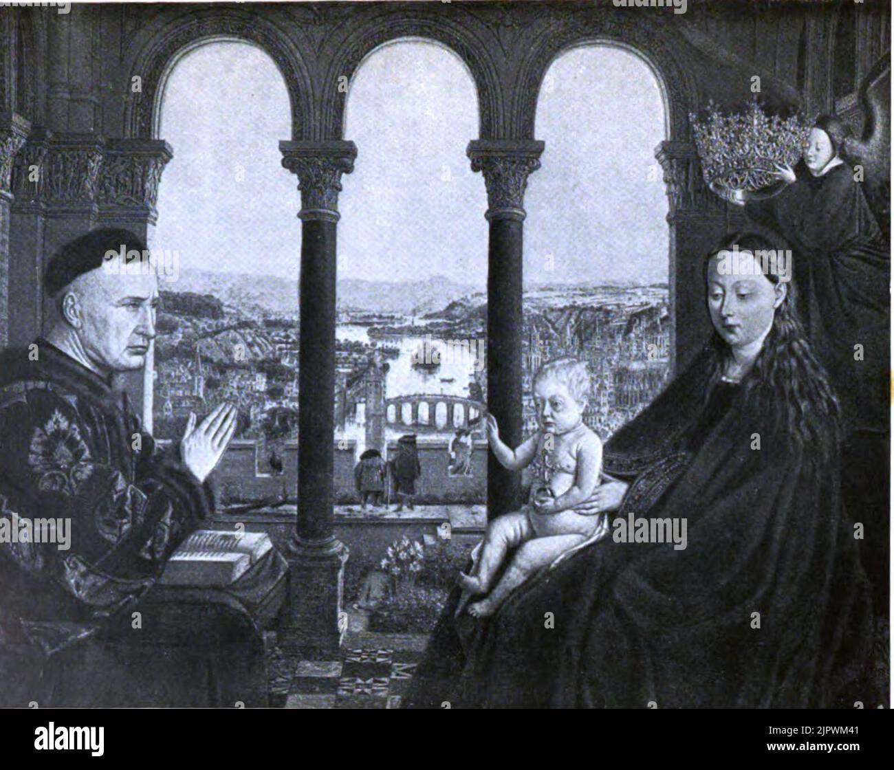 La disminución de la Edad Media placa 9 La Virgen del Canciller Rolin