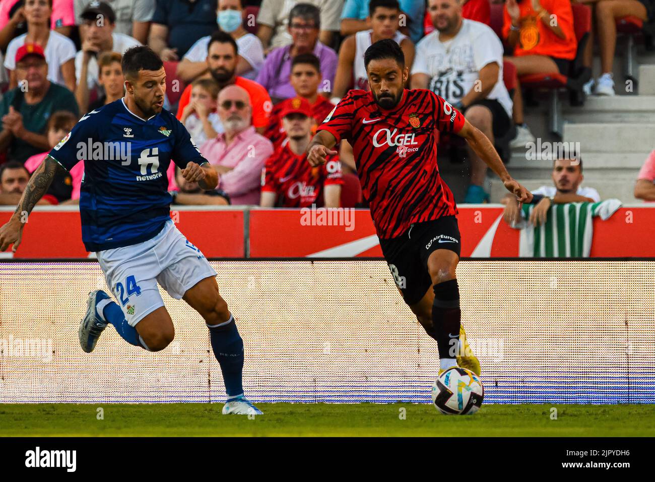 MALLORCA, ESPAÑA - 20 DE AGOSTO: Jaume Costa del RCD Mallorca en el partido entre el RCD Mallorca y el Real Betis de La Liga Santander el 20 de agosto de 2022 en el Visit Mallorca Stadium Son Moix en Mallorca, España. (Foto de Samuel Carreño/PxImages) Foto de stock