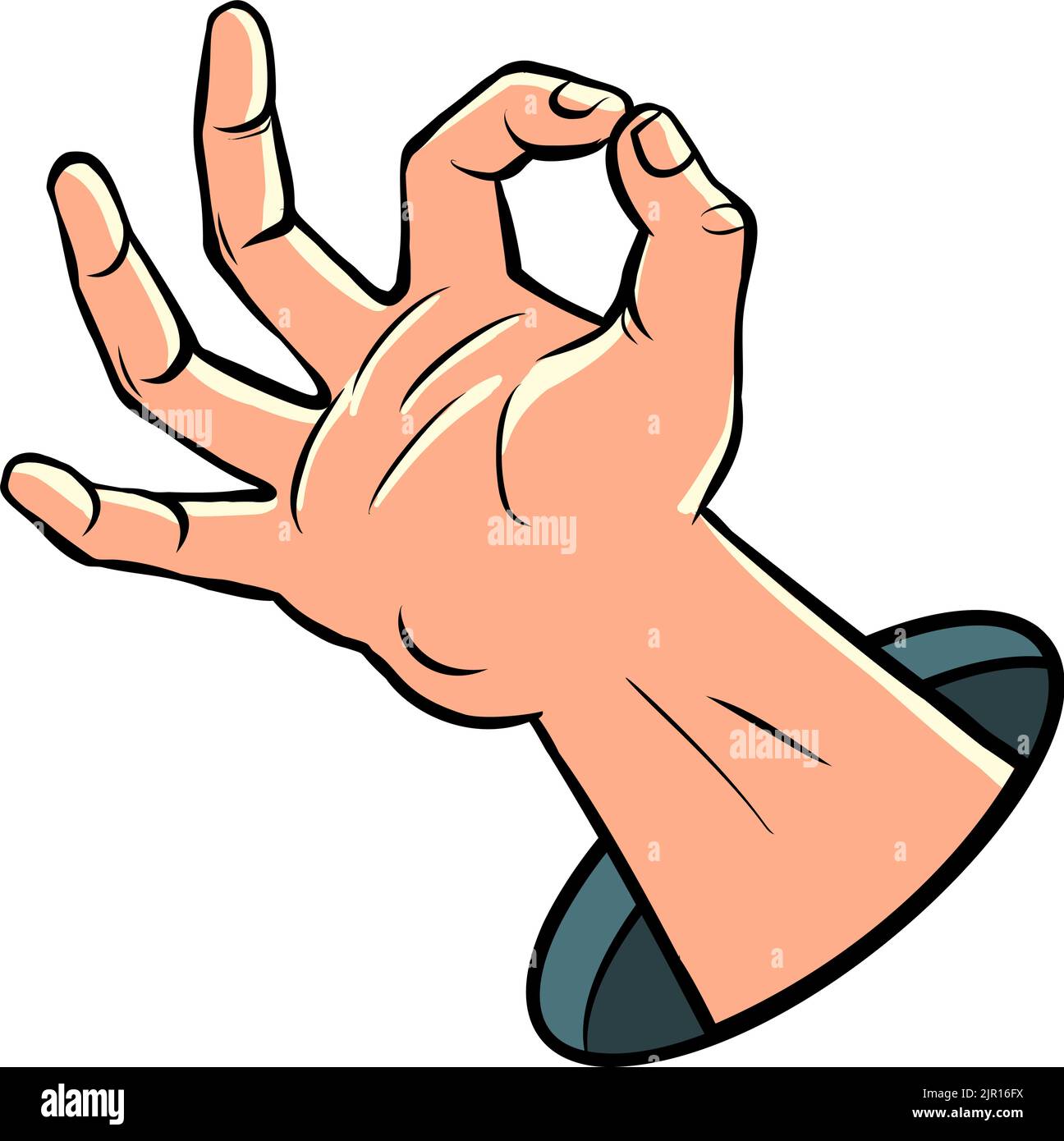 ok gesto, la mano de un hombre. Apoyo a la aprobación de calidad. Símbolo de aprobación Ilustración del Vector