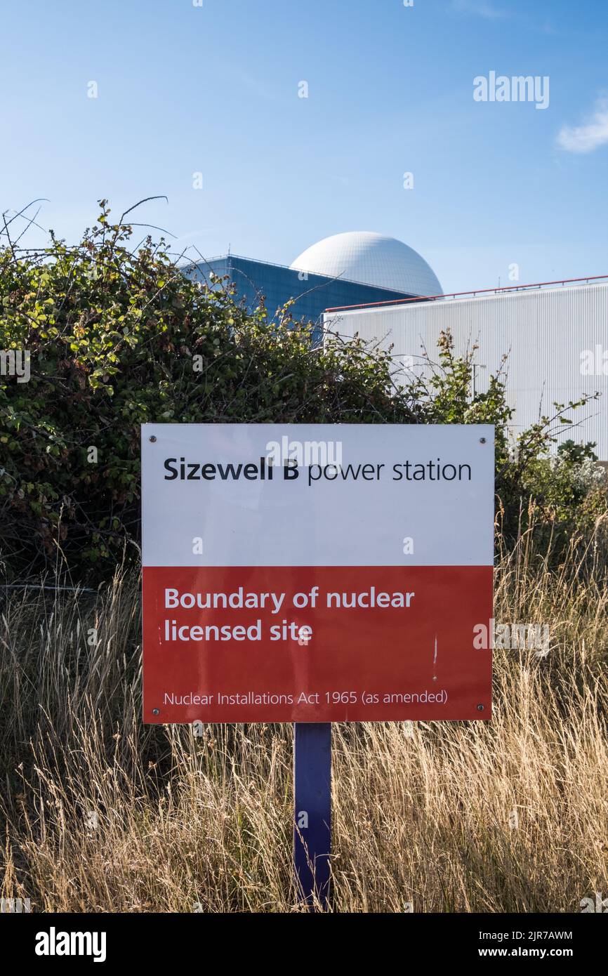 Central nuclear de Sizewell B en la costa de Suffolk, Inglaterra, Reino Unido. Foto de stock