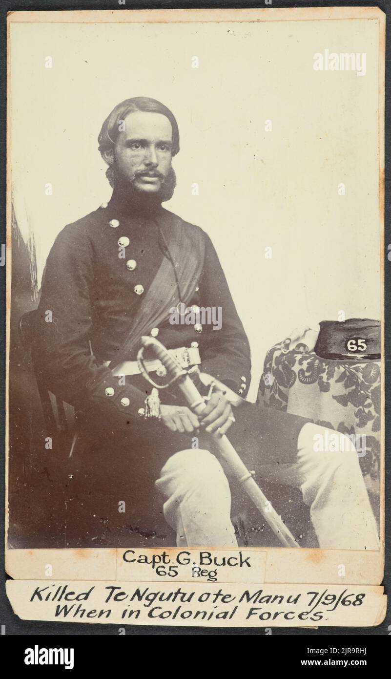 Capitán G. Buck, 65th Regt. Asesinado Te Ngutu ote Manu 7.9.68 (cuando estaba en las Fuerzas Coloniales), alrededor de 1860, fabricante desconocido. Foto de stock