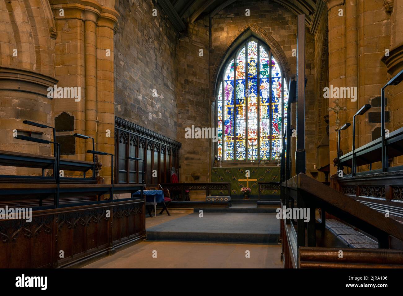 St Mary's Church, Scarborough, North Yorkshire, Inglaterra, Reino Unido - edificio catalogado de grado I - vista interior de Foto de stock