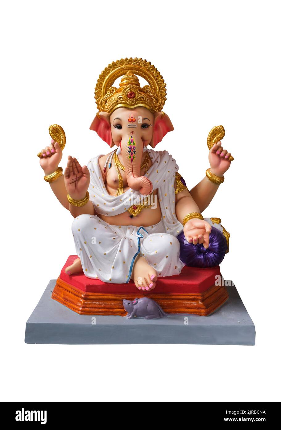 El dios hindú Ganesha sobre fondo blanco, Ganesha Idol. Ganesh festival. Foto de stock