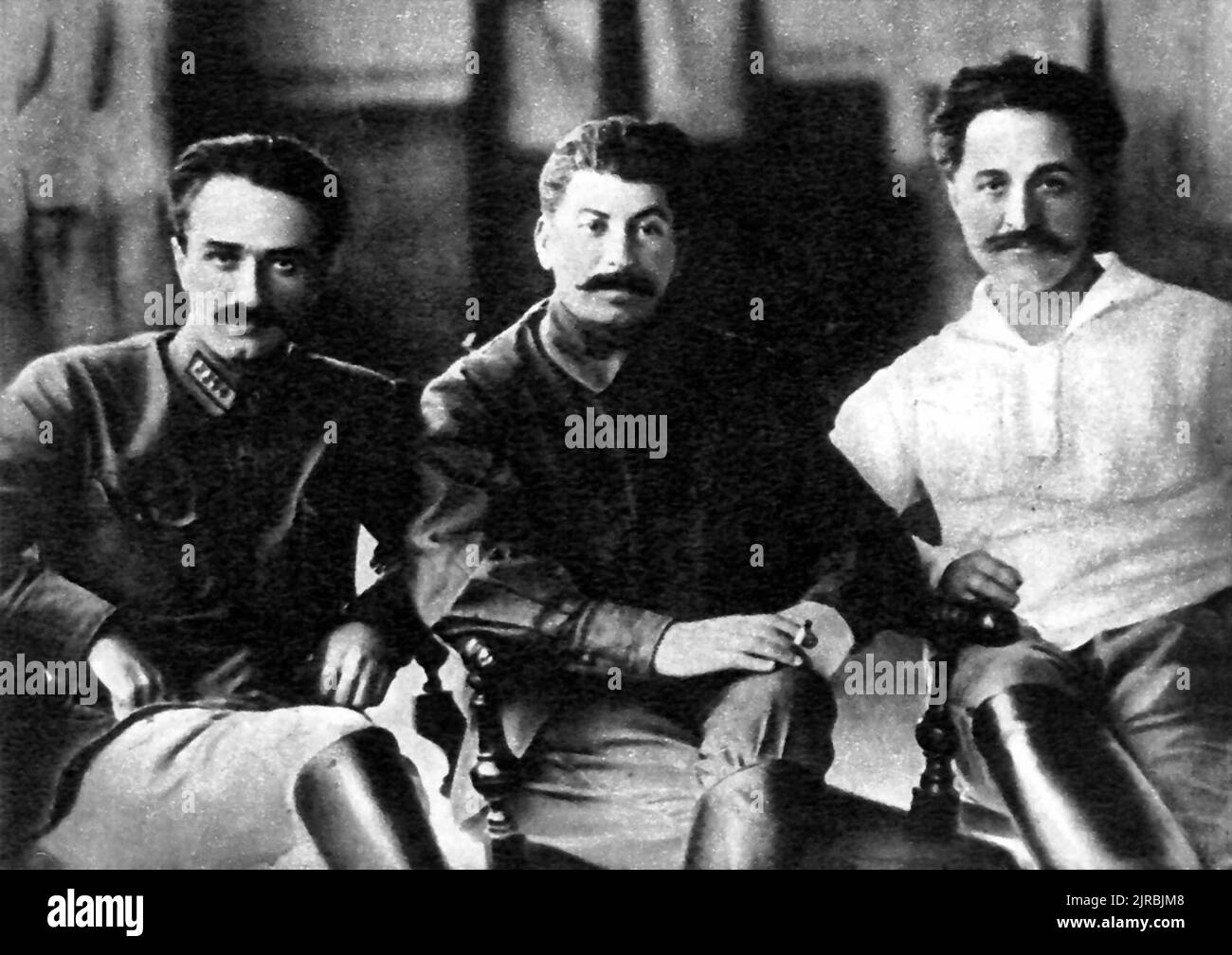 Anastas Mikoyan, Joseph Stalin y Grigoriy Ordzhonikidze, Tiflis (ahora Tiflis), 1925. Foto de stock