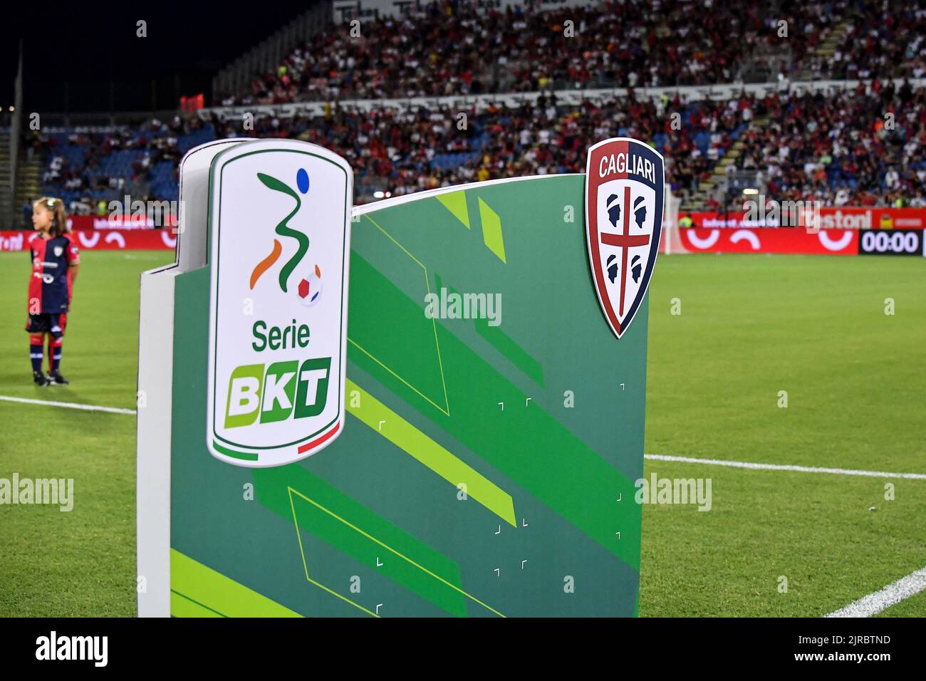 Cagliari, Italia. 21st de Ago de 2022. Logo Cagliari Calcio, Serie BKT  durante Cagliari Calcio vs AS Cittadella, partido de fútbol italiano Serie B  en Cagliari, Italia, agosto de 21 2022 Crédito