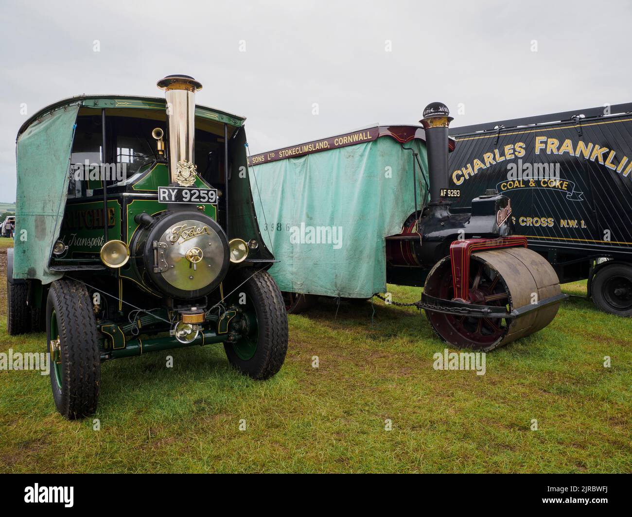Vagón de vapor Foden en el Launceston Steam & Vintage Rally, Cornwall, Reino Unido Foto de stock
