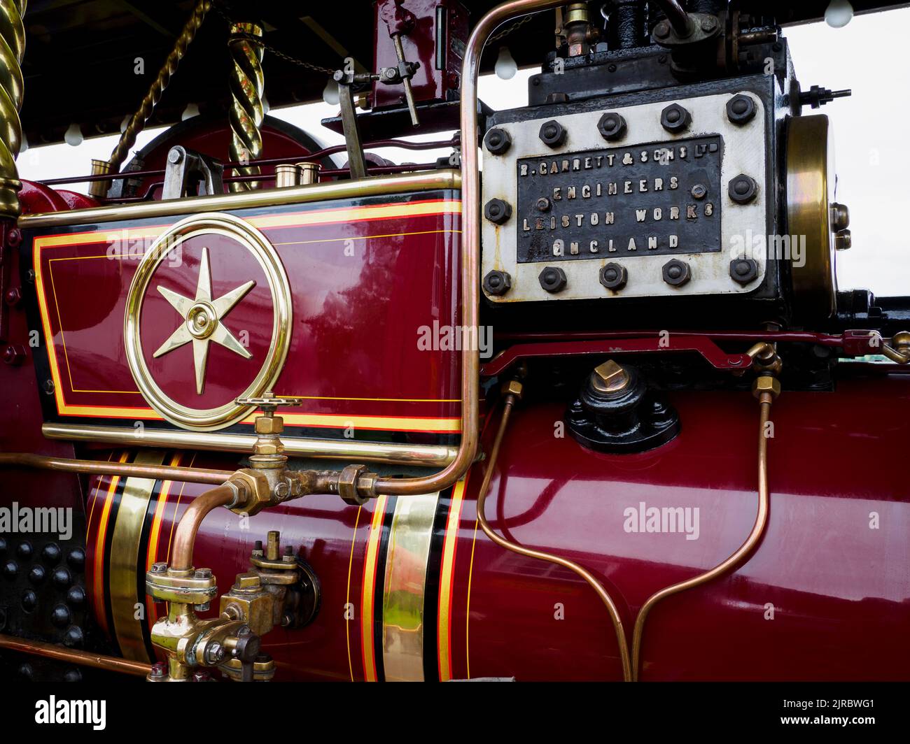 Richard Garrett & Sons, motor de tracción a vapor en el rally Launceston Steam & Vintage, Cornwall, Reino Unido Foto de stock