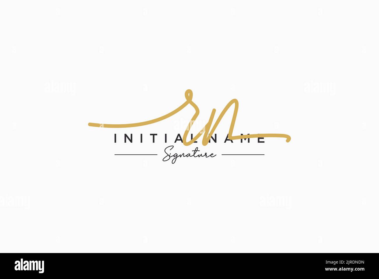Vector de plantilla de logotipo de firma RN. Dibujo a mano de letras de