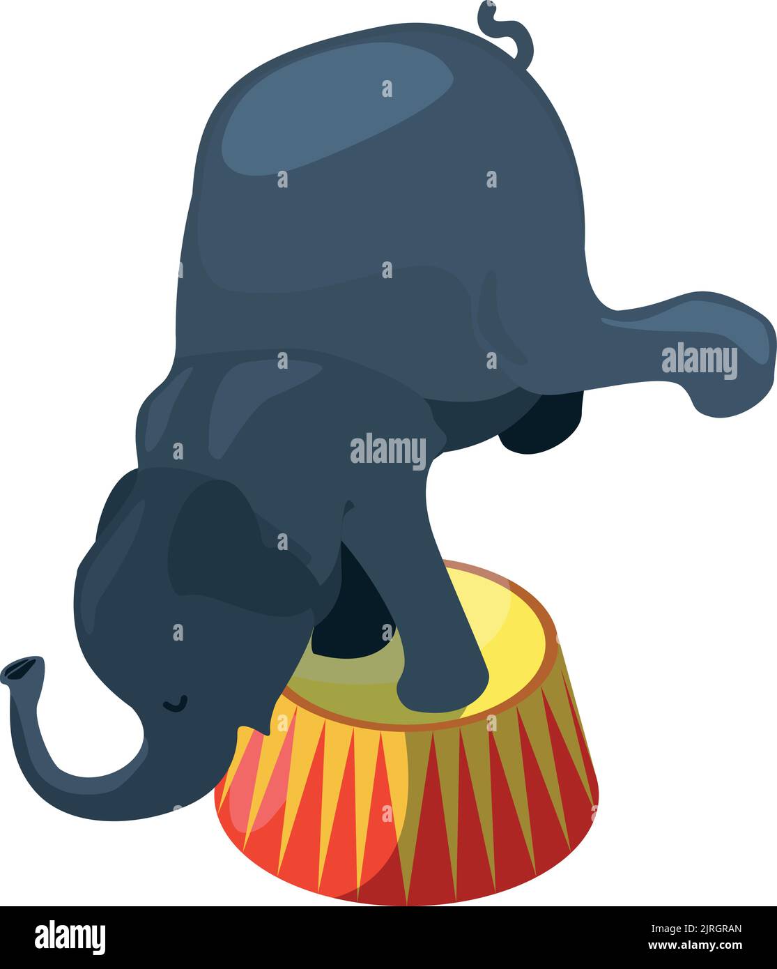 Espectáculo de elefantes en la arena de circo. Icono de dibujos animados Funfair Ilustración del Vector