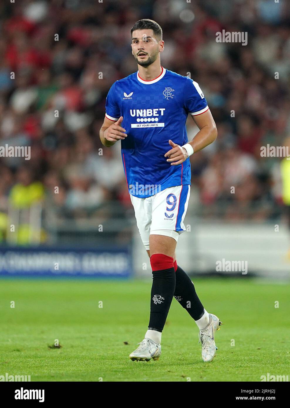 Antonio-Mirko Colak de los Rangers durante el partido de clasificación de la UEFA Champions League en el PSV Stadion, Eindhoven. Fecha de la foto: Miércoles 24 de agosto de 2022. Foto de stock