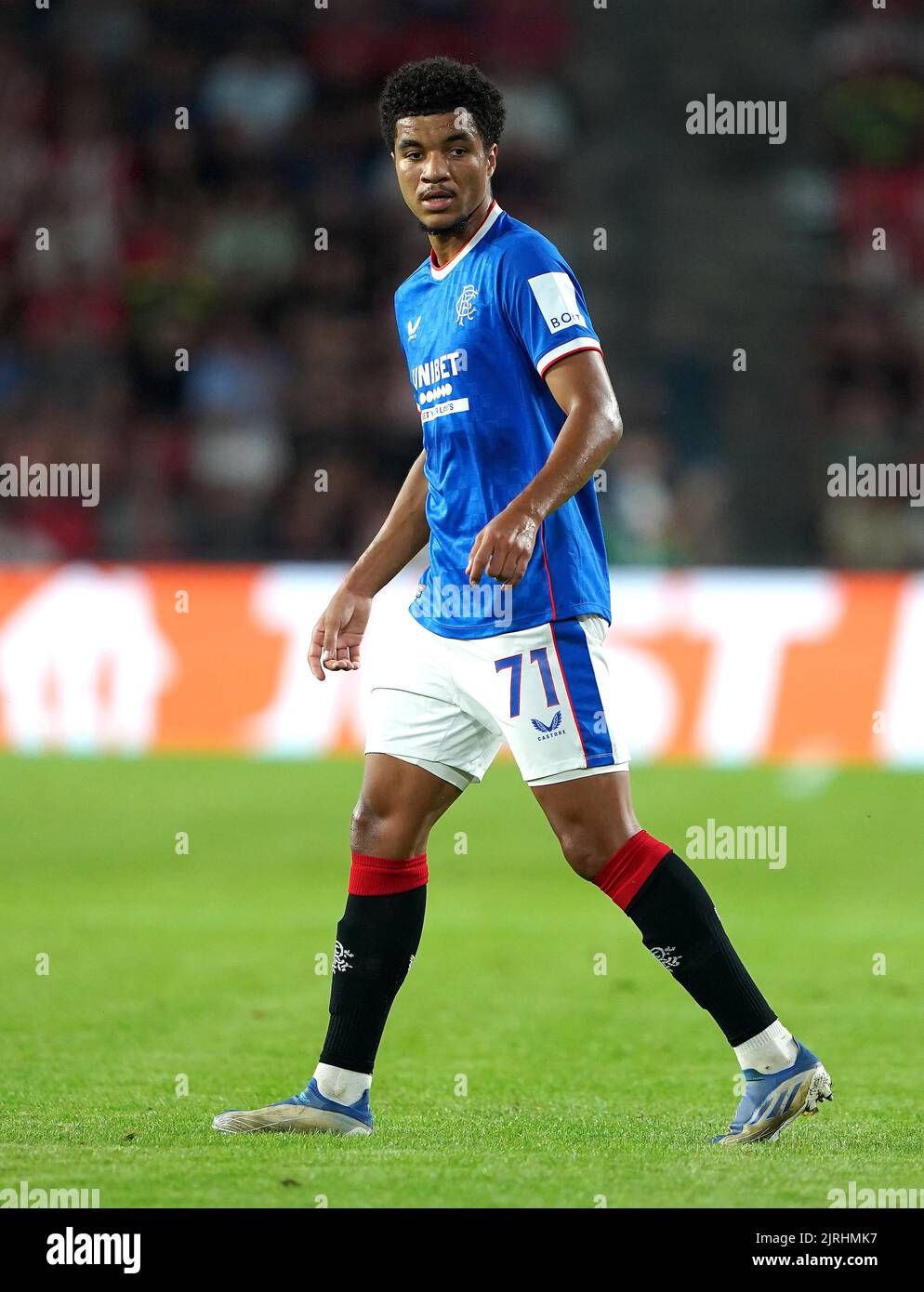 Malik Tillman de los Rangers durante el partido de clasificación de la UEFA Champions League en el PSV Stadion, Eindhoven. Fecha de la foto: Miércoles 24 de agosto de 2022. Foto de stock