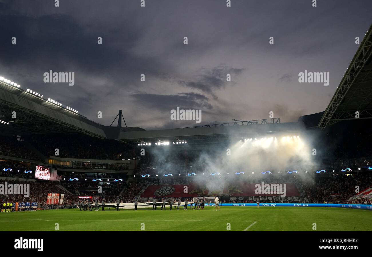 Vista general antes del partido de clasificación de la UEFA Champions League en el PSV Stadion, Eindhoven. Fecha de la foto: Miércoles 24 de agosto de 2022. Foto de stock