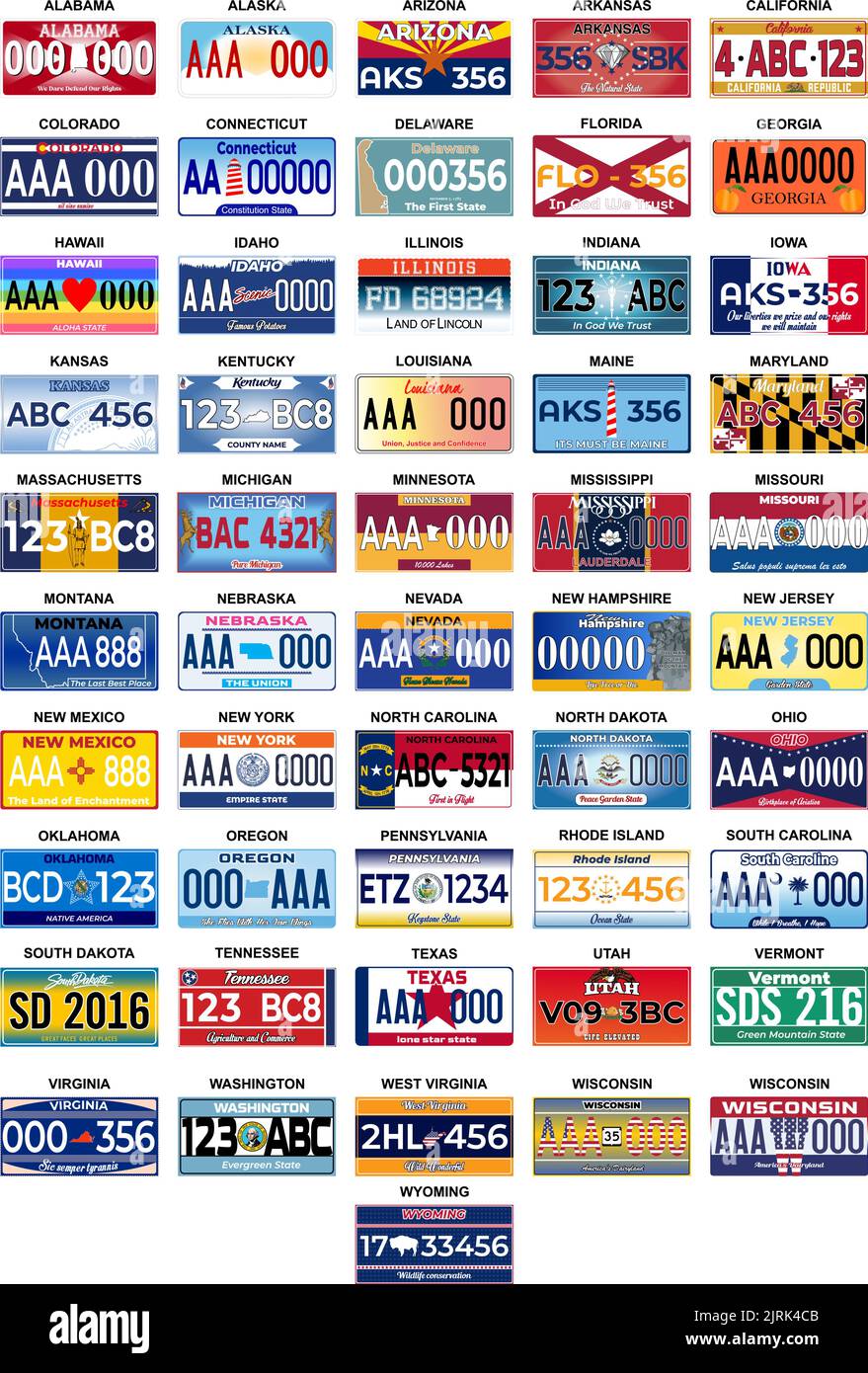 Juego completo 51 placas de licencia de Estados Unidos todos los 51