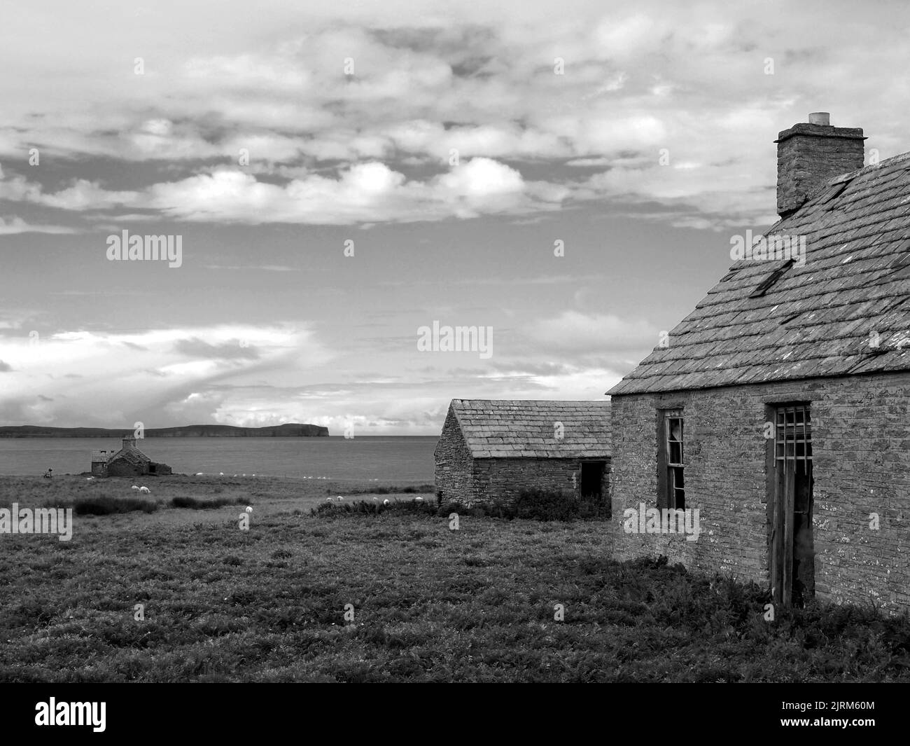 Casas abandonadas, stroma, Escocia Foto de stock