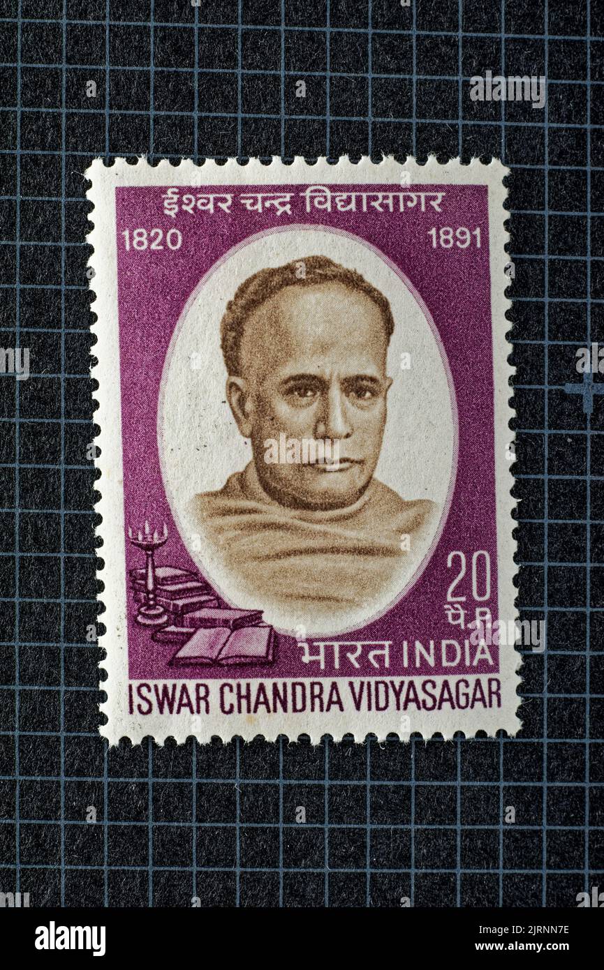 03 26 2014 Sello de franqueo de Ishwar Chandra Vidyasagar fue un educador indio, reformador social y moderniza la prosa bengalí Foto de stock