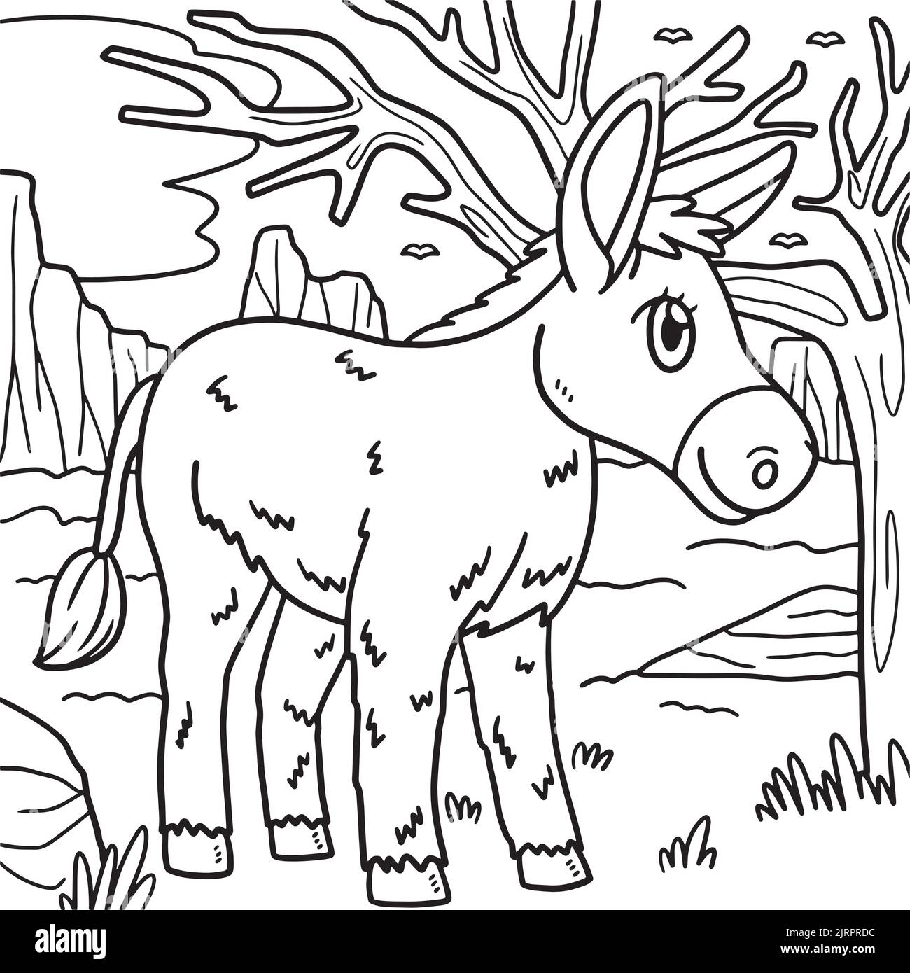 Página para colorear animales de burro para niños Ilustración del Vector