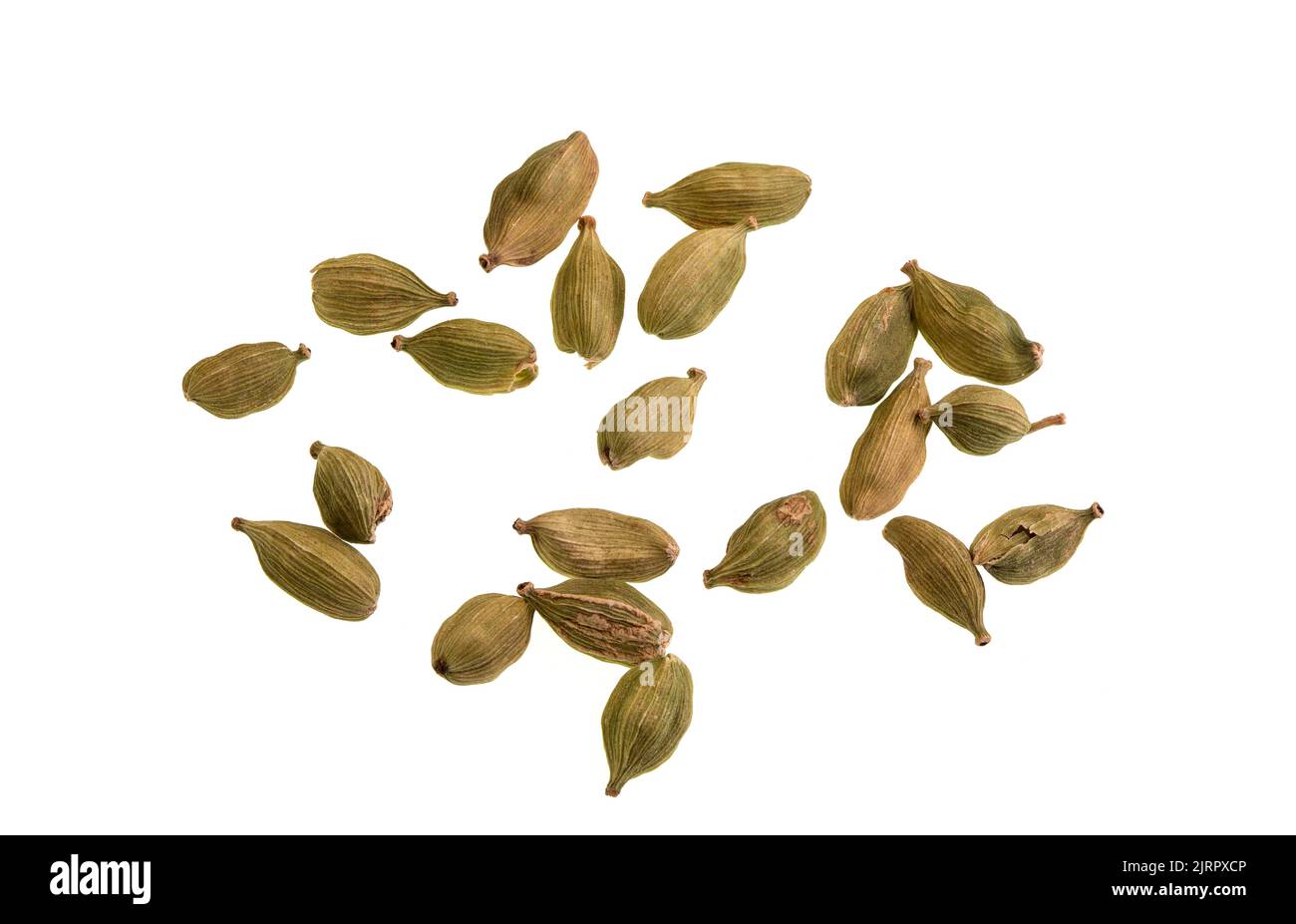 Cardamom es una especia hecha de semillas de plantas del género Elettaria, familia Zingiberaceae, nativa del subcontinente indio e Indonesia. Foto de stock