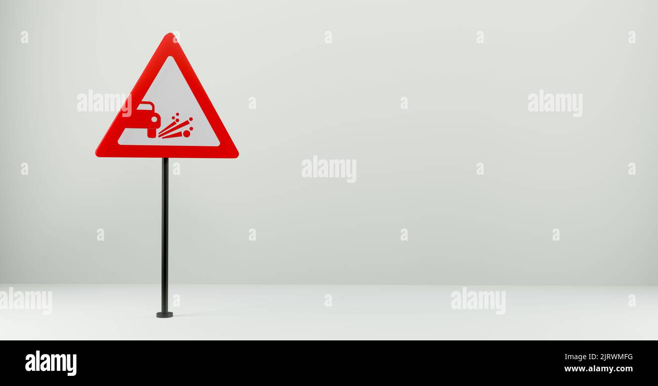 Señal de carretera de liberación de grava, 3D señal aislada sobre fondo