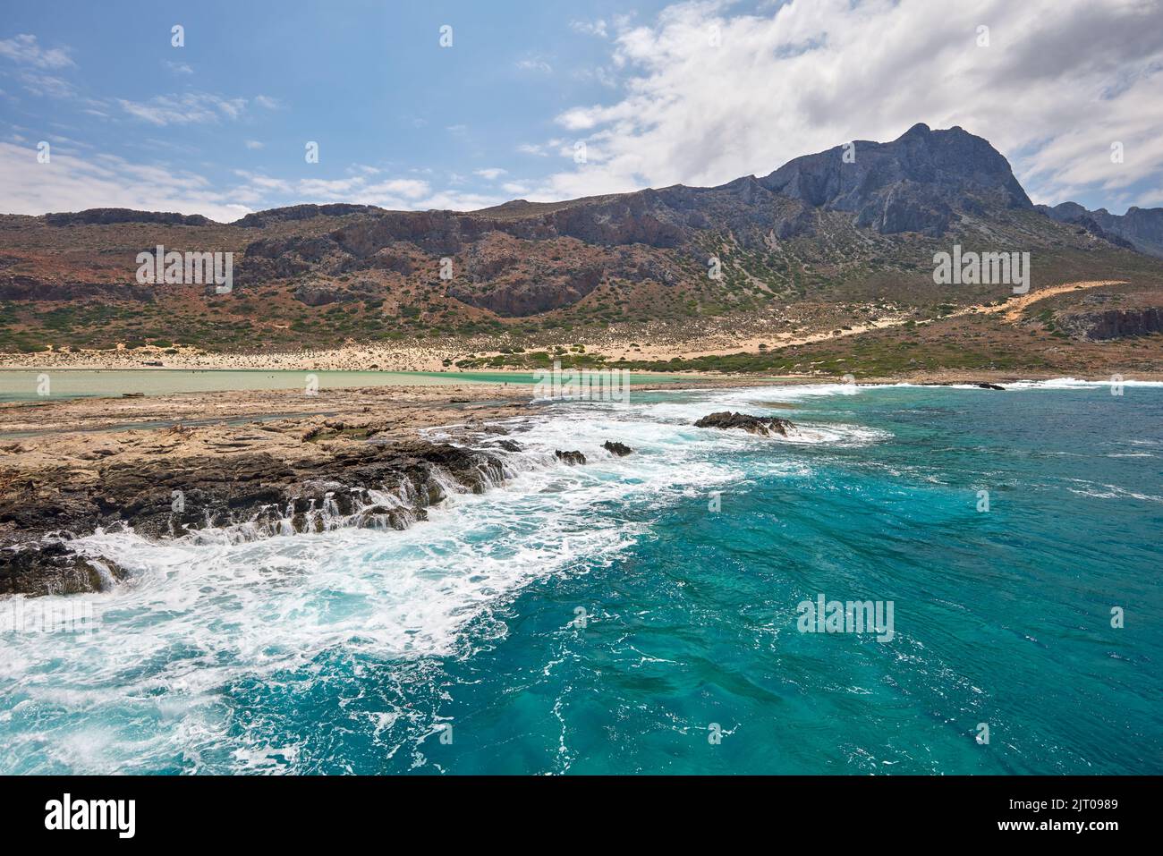 Increíble paisaje de las islas griegas - Bahía de Balos con las mejores playas y mar turquesa. Isla de Creta Foto de stock
