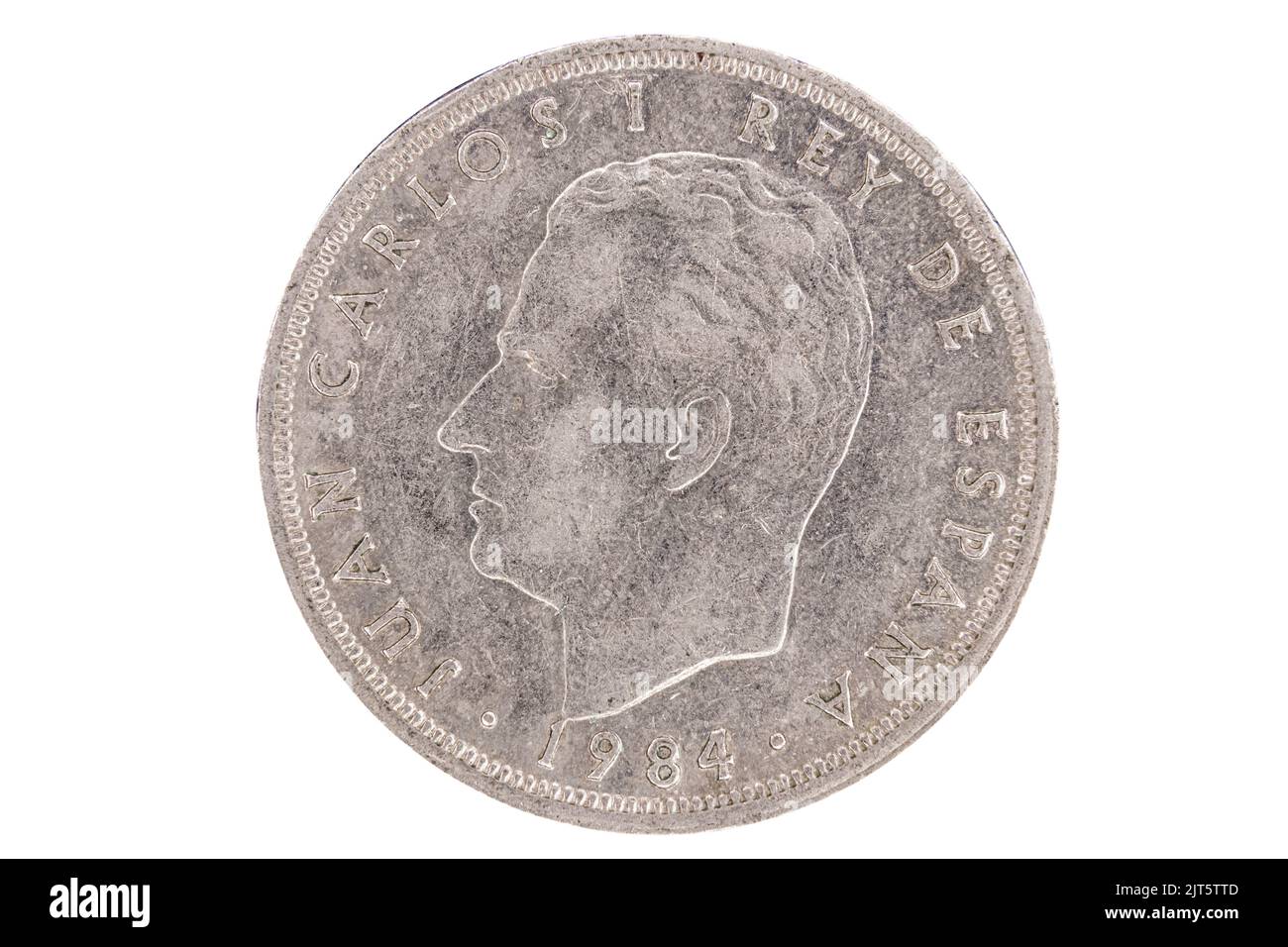 Anverso o cara de la moneda española de 5 pesetas del año 1984 Foto de stock